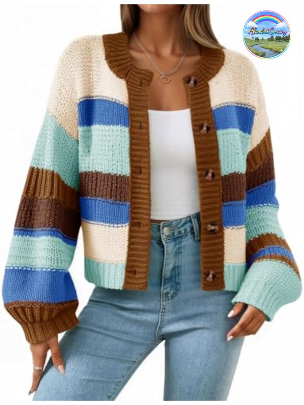 Striped Chunky Cardigan Women's Oversized Button Down Knit Sweater